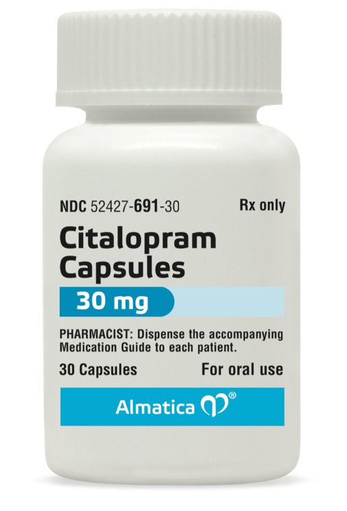 Bottle of 30 mg Citalopram Capsules